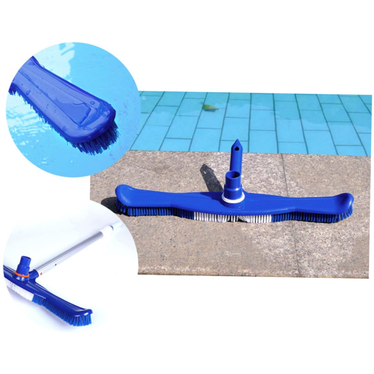 Brosse de Nettoyage pour Piscine Robuste 20 Pouces, Poils Plastique, Bleu