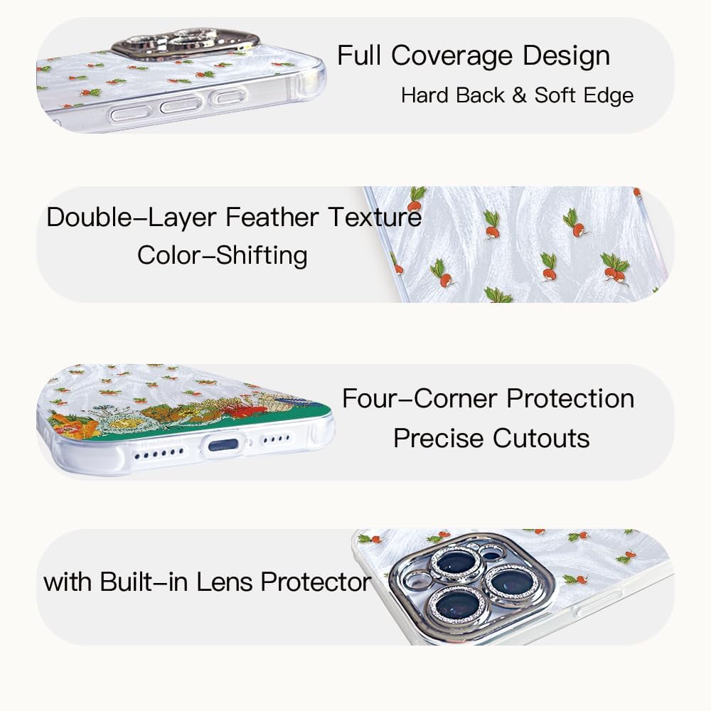 Painted Floral Silver Tulle Phone Case | Compatible with Apple iPhone 17 Pro Max/16 Plus/15/14/13/12/11 Series | Glossy Silicone | Shockproof Protection (Silver,iPhone 16 Plus) - Image 7