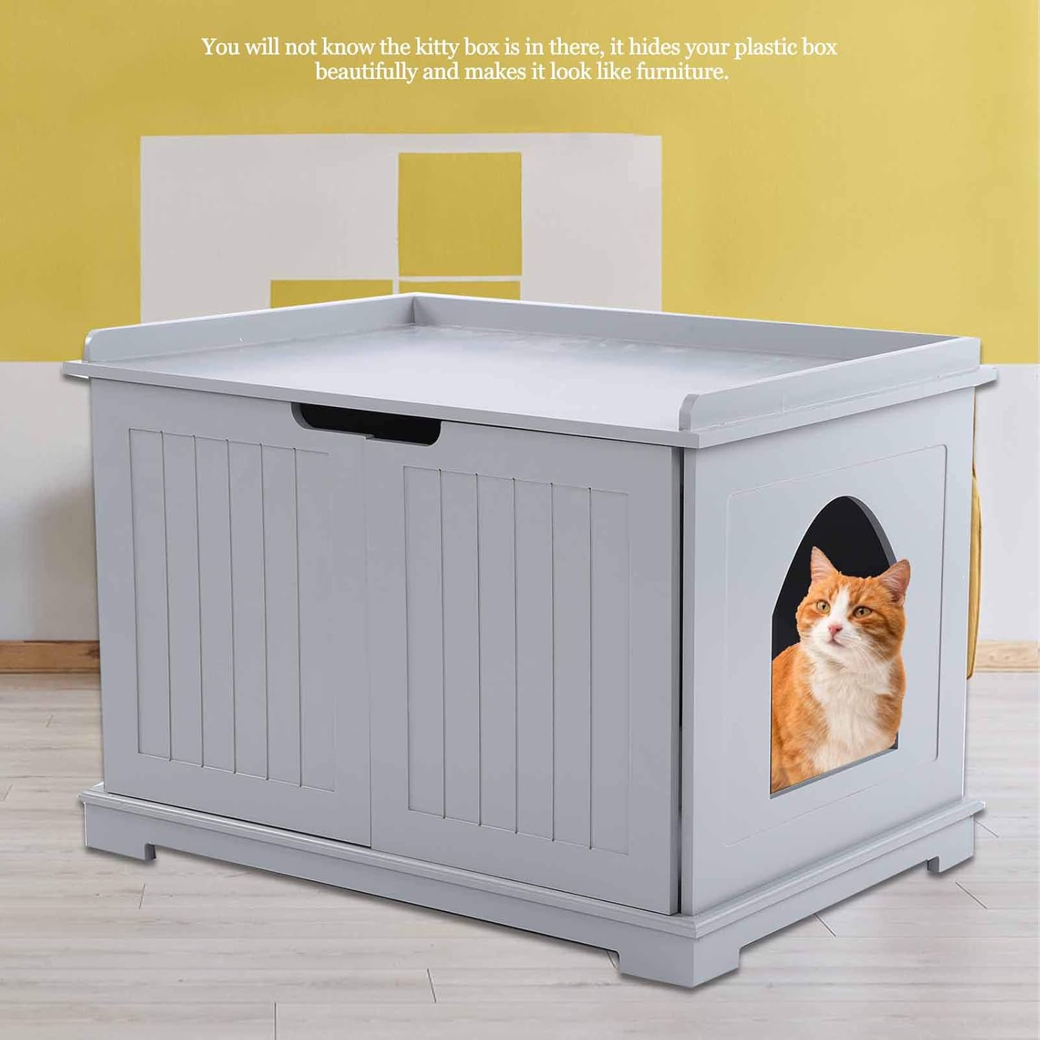 Buy Topincn Cat Litter House Box Enclosure Cats Furniture Cabinet Nightstand Pet House Hooded Hidden Pet Box Decorative Cat House Indoor Cat House Grey Online In Indonesia B09164bdz1