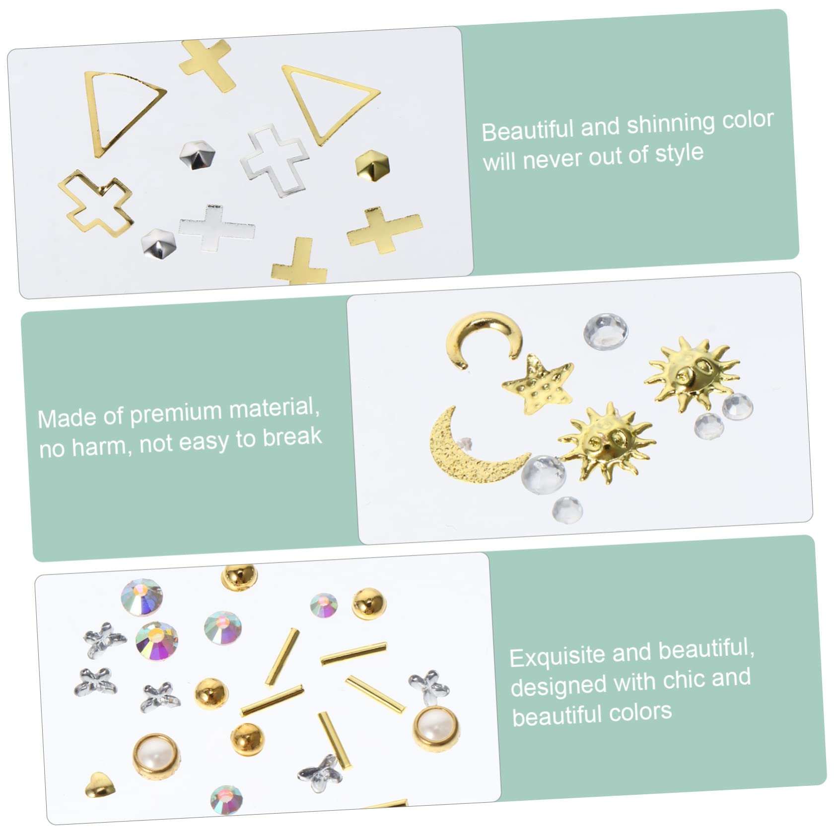 Healeved Decoración De Uñas Brillantes Kit De Accesorios De Manicura Estilos De Rivet Nail Art Para Acabado Elegante y Atractivo