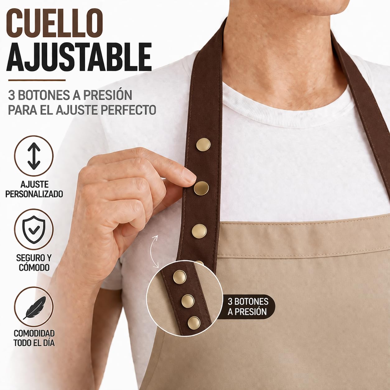 XChef Delantal cocina hombre mujer –Pack 2 unidades. Mandil Camarero. 2 bolsillos, Antihumedad. Ajustable al cuello con 3 corchetes, sin necesidad de plancha