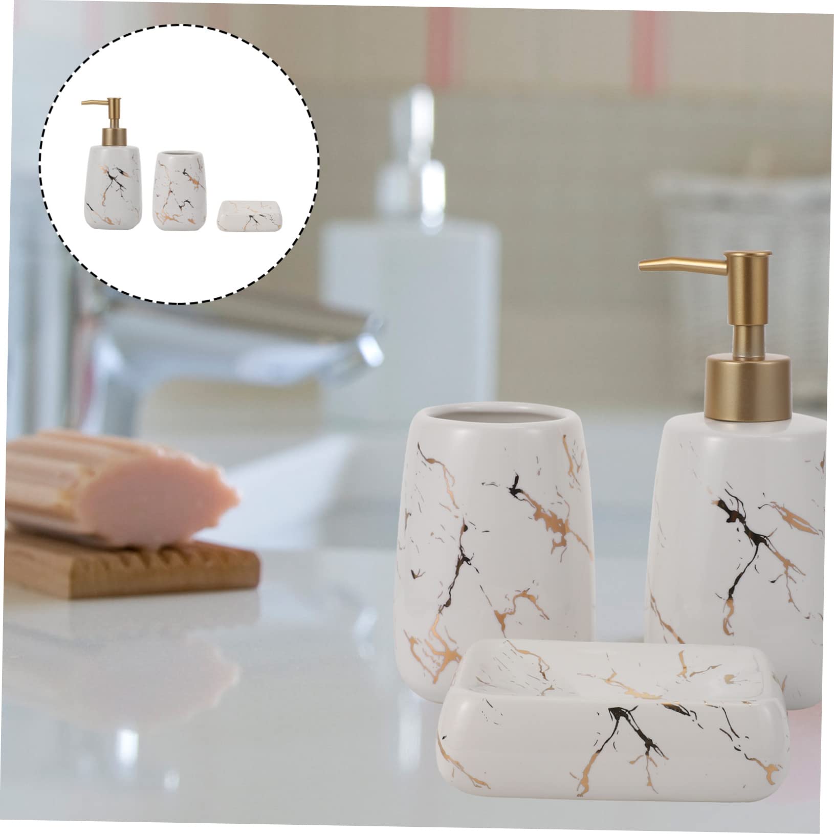 Juego de Accesorios de Baño de 3 Piezas en Cerámica Color Blanco