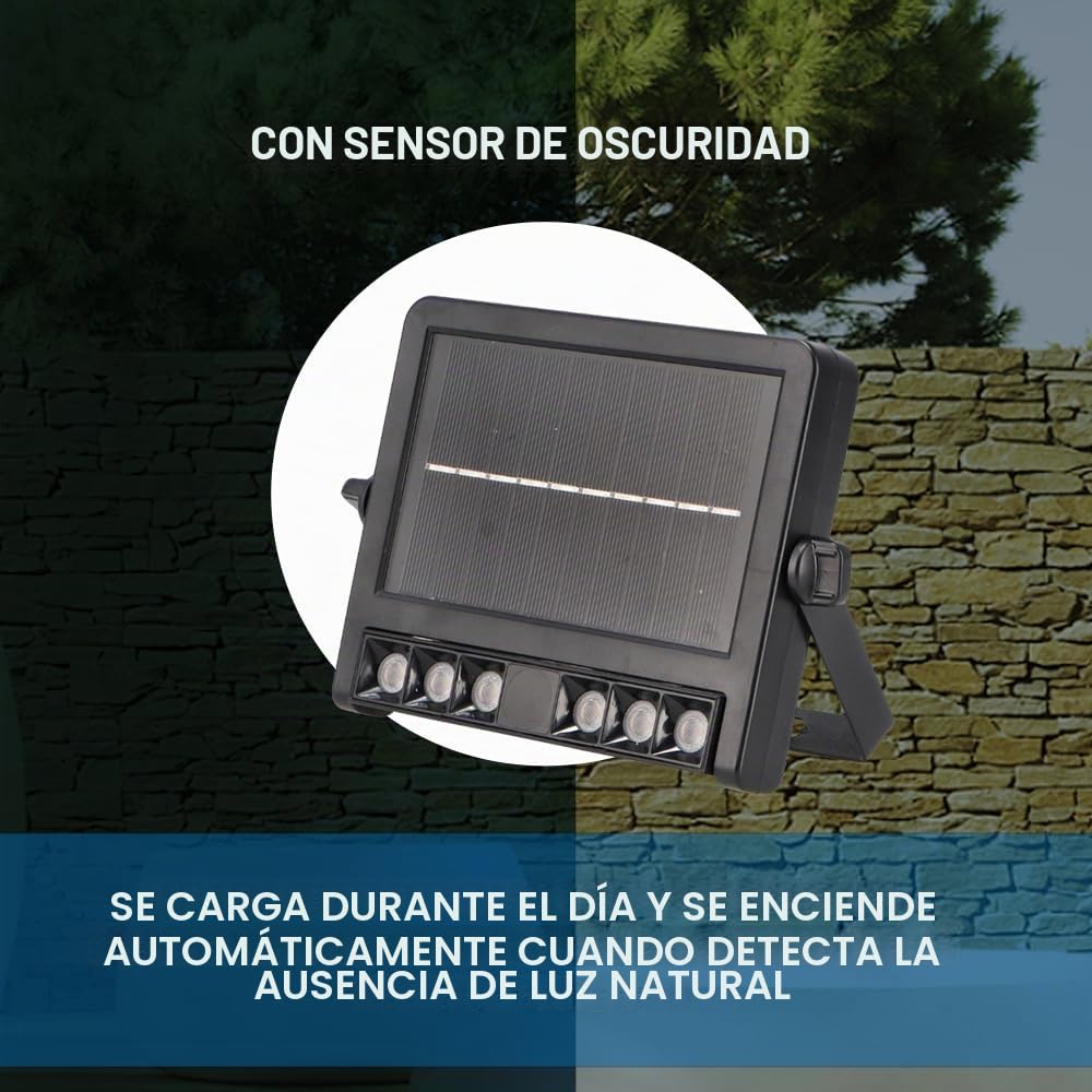 M Ledme - Aplique de Pared Solar Viena, Luz Solar Exterior Jardín, Sensor Crepuscular, Resistente al agua, 1000lm, CCT (3000k, 4500k, 6000k), IP54, para Jardin, Garajes, Patio. Fácil de instalar.