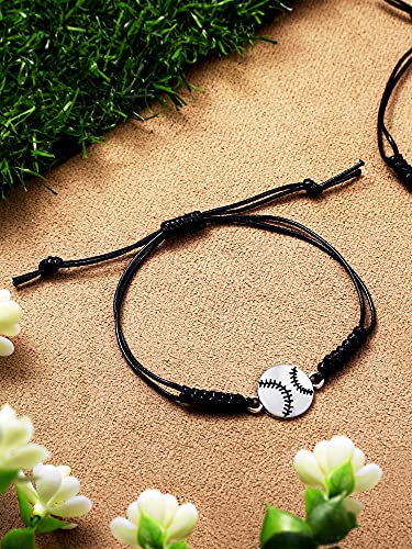 Jadive 20 Pieces Softball Bracelets Adjustable Softball Charm Bracelet Baseball Cord Braided Rope Bracelet With Charm Gifts For Graduation Girl Teens Most Sport Team Players (Black) #TOP2