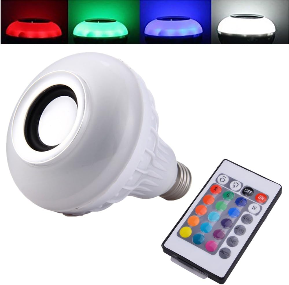 LED Music Bulb Changing Light Bluetooth Speaker Remote Control E27 Smart [Upgrade Vision]