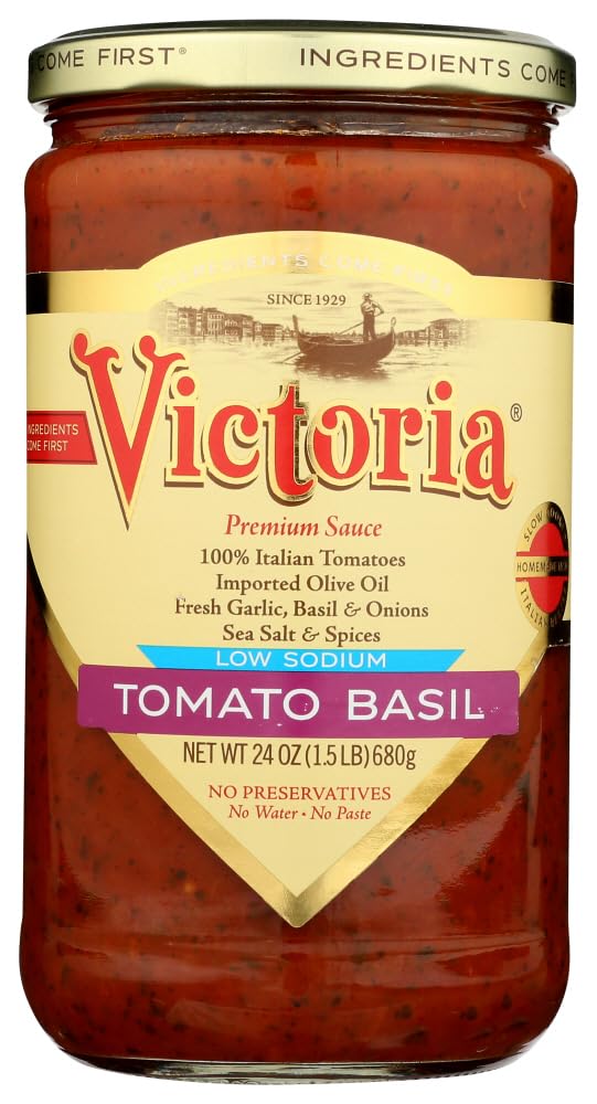 Victoria Low Sodium Tomato Basil Sauce, 24-Ounce (Pack of 6)