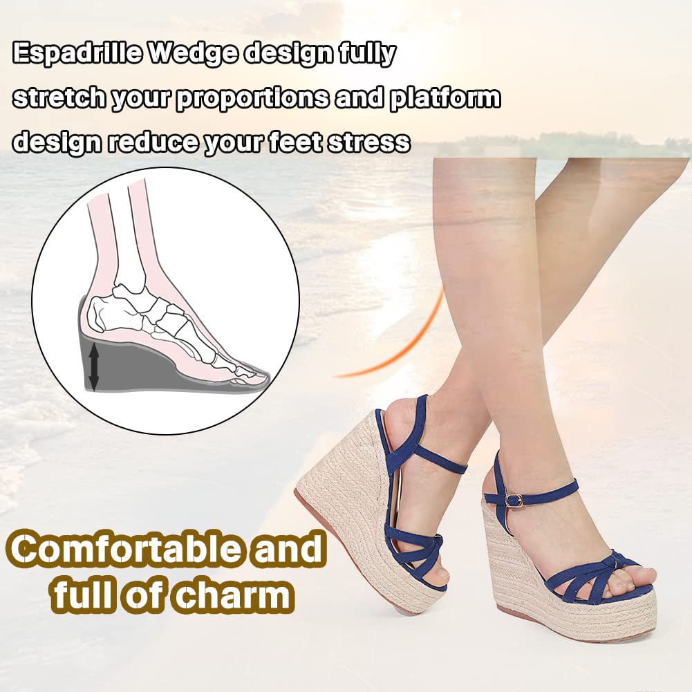 mikarka Sandals for Women 2025: Comfortable Wedge Platform Sandals Women - Braided Espadrilles for Women Ankle Strap Open Toe Wedges Heels Beach Sandals Summer Shoes