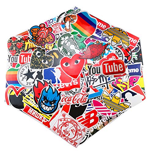 Fashion Brand Stickers 100 pcs Set Logo for Laptop Cool Sticker Water Bottle Decal Motorcycle Bicycle Graffiti Skateboard Luggage Patches for iPhone 11 Car Bumper Travel Case Waterproof Label