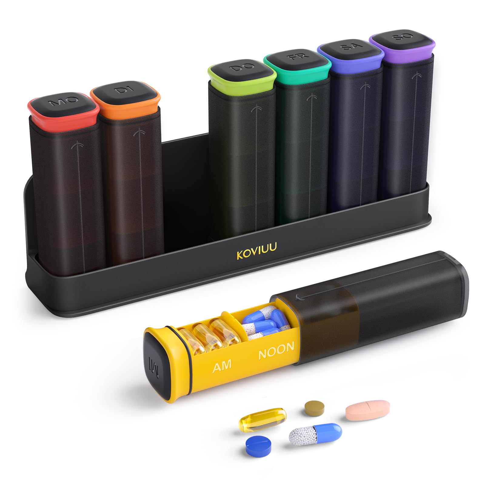 KOVIUU Tablettenbox 7 Tage Morgens Mittags Abends, BPA Frei Pillendose Große für Unterwegs, Medikamentenbox 7 Tage 3 Fächer Luftdicht, Pillenbox Abnehmbar Tabletten Organizer für Medikamente Vitamine