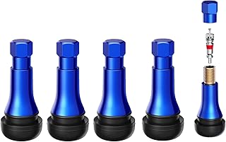 GOOSLA 5 Pack TR413 Blue Chrome Rubber Snap-in Tire Valve Stems for Tubeless 0.453 Inch 11.5mm Rim Holes on Standard Vehicle Tires