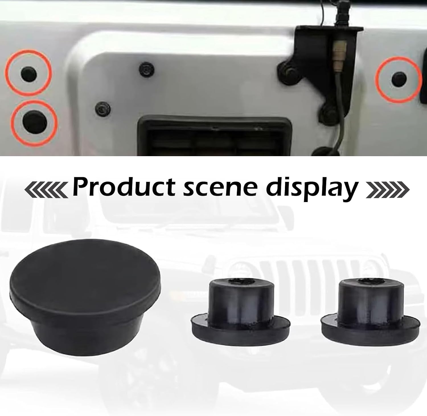3 PCS Rear Tailgate Rubber Plug, Spare Tire Delete Hole Filler Cover, Removable Vent-Plate Plug, Compatible with Jeep Wrangler (Black)