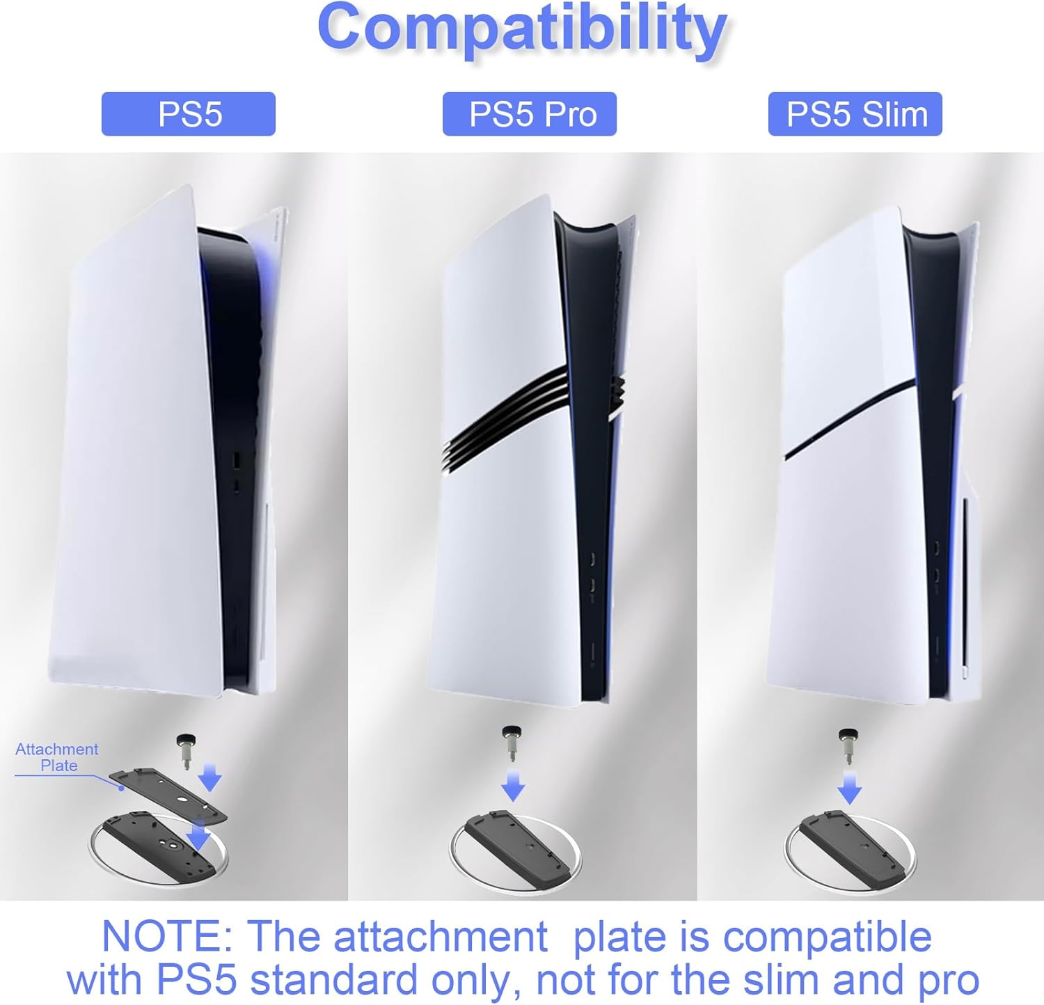 asieit vertical stand for ps5/ps5 slim, universal console disc and digital with screw, non-slip base, easy-to-install, playstation 5 base accessory kits, nice look, black
