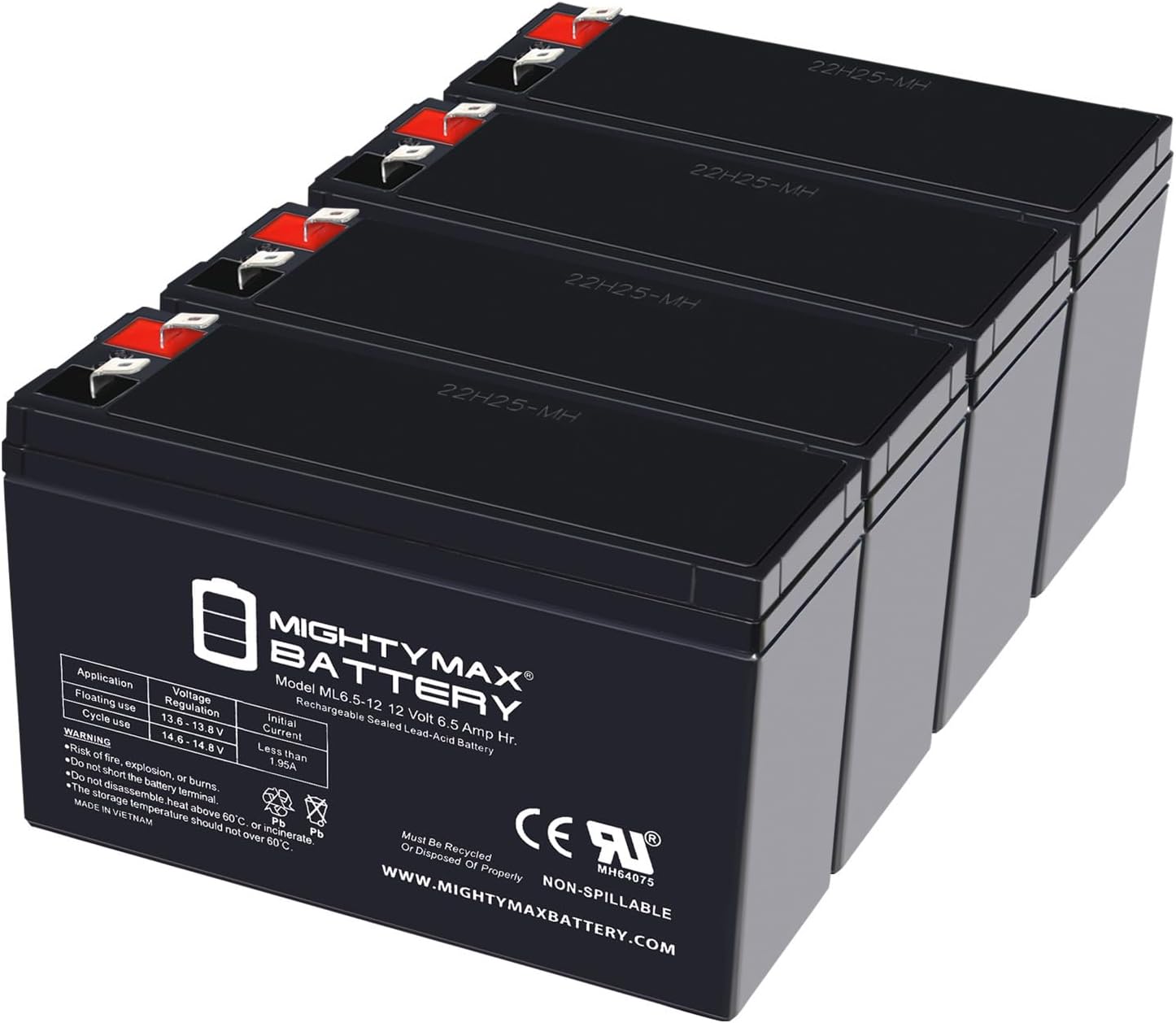 Mighty Max Battery ML6.5-12 - 12 Volt 6.5 AH, F2 Terminal, Rechargeable SLA AGM Battery