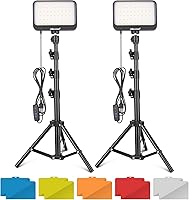UBeesize 2-Pack LED Video Light Kit with Adjustable Tripod, 5 Color Filters, Dimmable for Photography, Zoom, Game Streaming & YouTube