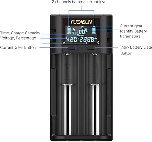 Miniatura 3 de 21750 21700 Battery Charger,LCD Intelligent 18650 Battery Charger for 20700 22700 26650 26700 16340 (RCR123) 17670 Rechargeable Battery with PCB