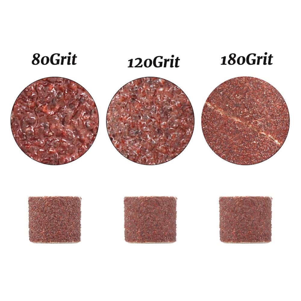 Schleifmaschine Schleiflamellenschleifer, ing Drum Kit Körnung 80 120 180 for elektrischen Mini-Winkelschleifer Braun Schwarz 102 Stk(102PCS,80)