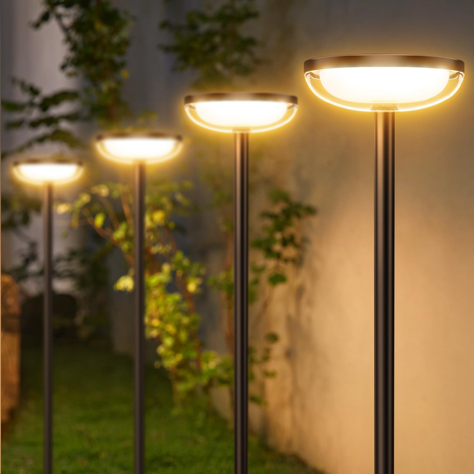 GEARLITE Lampade solari per esterni da giardino, 6 pezzi, luce bianca calda, per esterni, con batteria da 1000 mAh, 40 lumen, decorazione da giardino extra luminosa, con IP65, impermeabili, per