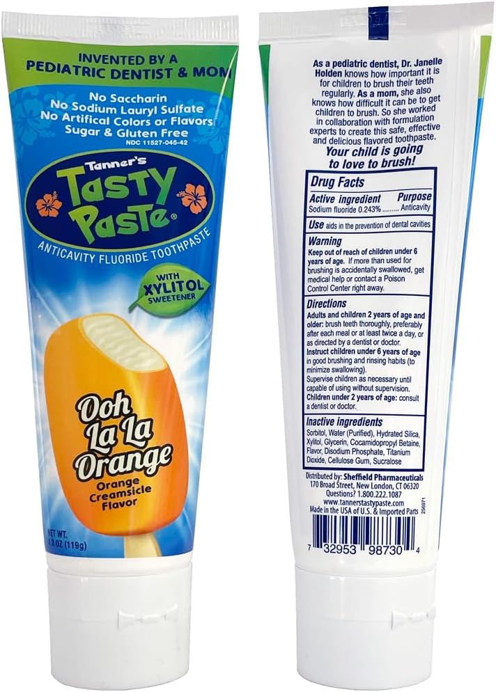 Tanner's Tasty Paste Variety (Vanilla, Chocolate & Orange) Anticavity Fluoride Children’s Toothpaste, Great Tasting Flavors. Safe & Effective for Kids (3-Pack)