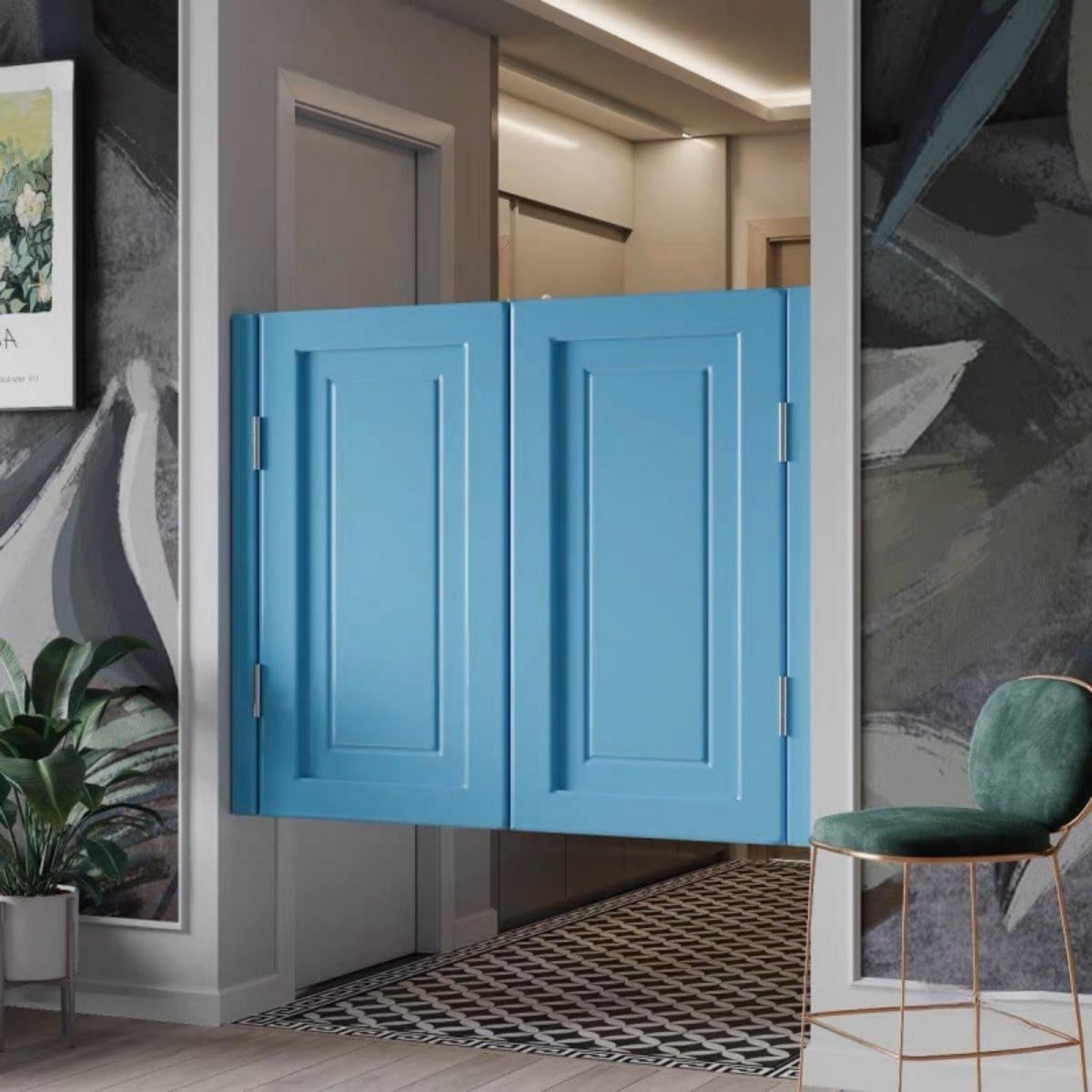 Stylish Solid Wood Cafe Swinging Doors - Auto Close Saloon Doors for Bar, Porch & Home Interior - 37.4x31.5in (C W95xH80cm) - Perfect for Restaurants & Cafes