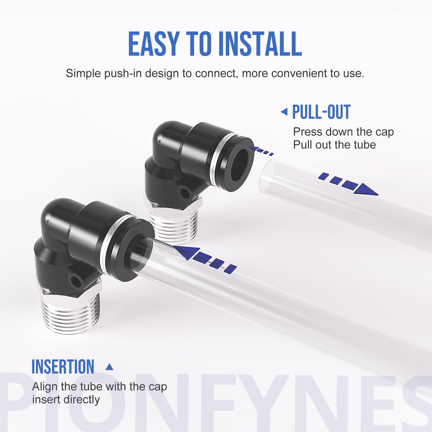 10PCS Push to Connect Fittings 1/4 Inch Tube OD x 1/4 Inch NPT Thread Pneumatic Male Elbow Quick Connect Air Line Fittings
