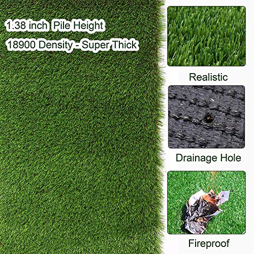 Image of Petgrow Artificial Realistic & Thick Fake Mat for Outdoor Garden Landscape Pet Pad Dog Synthetic Grass Rug Turf (10FTX10FT(100 Square FT)