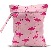Pink Flamingo Wet Bag 12x10 Inch, Flamingo Waterproof Travel Laundry Bag