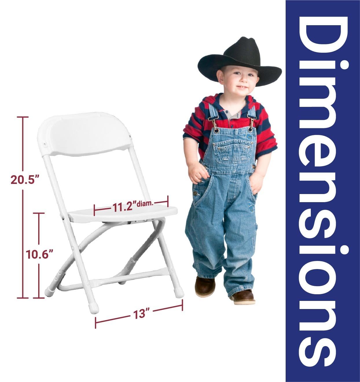 TentandTable Kids Folding Plastic Chairs Set with Metal Frame, Lightweight and Stackable for Children, Classroom, Desk, Table, Party, Event, Activity, Wedding, 4-Pack, White