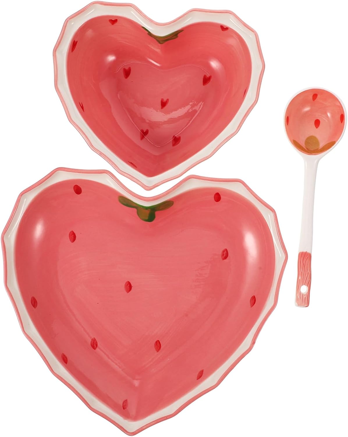 Sosoport Multi Function Strawberry Shaped Serving Plate with Delicate Food Spoon and Decorative Salad Bowl Elegant Tableware for Dinner Parties Family Gatherings Weddings and Casual Use
