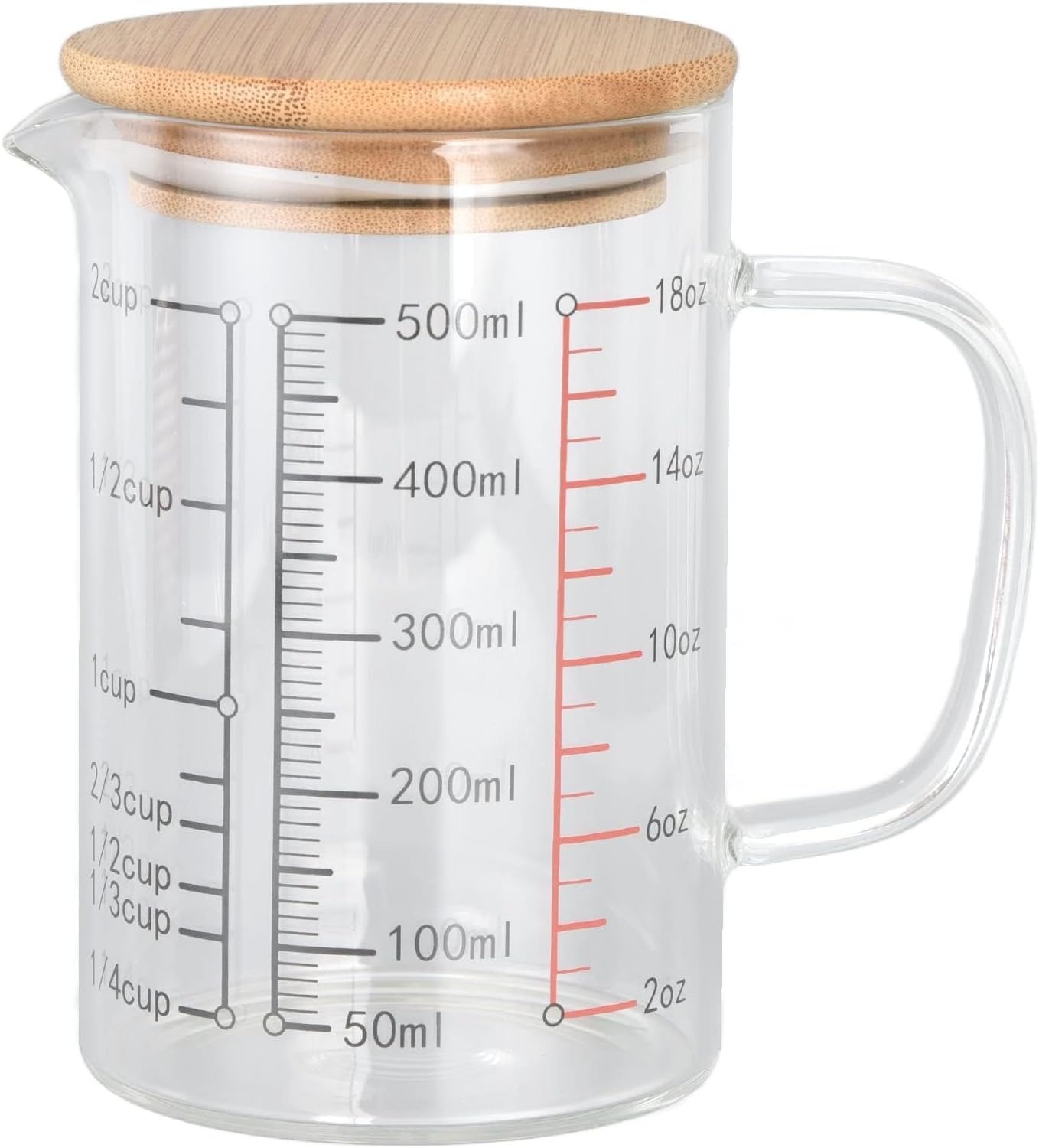 Glass Measuring Cup Clear, Clear Measuring Cup Measuring Cups with Lid with Measurement Scales and Spout for Kitchen or Restaurant(L)