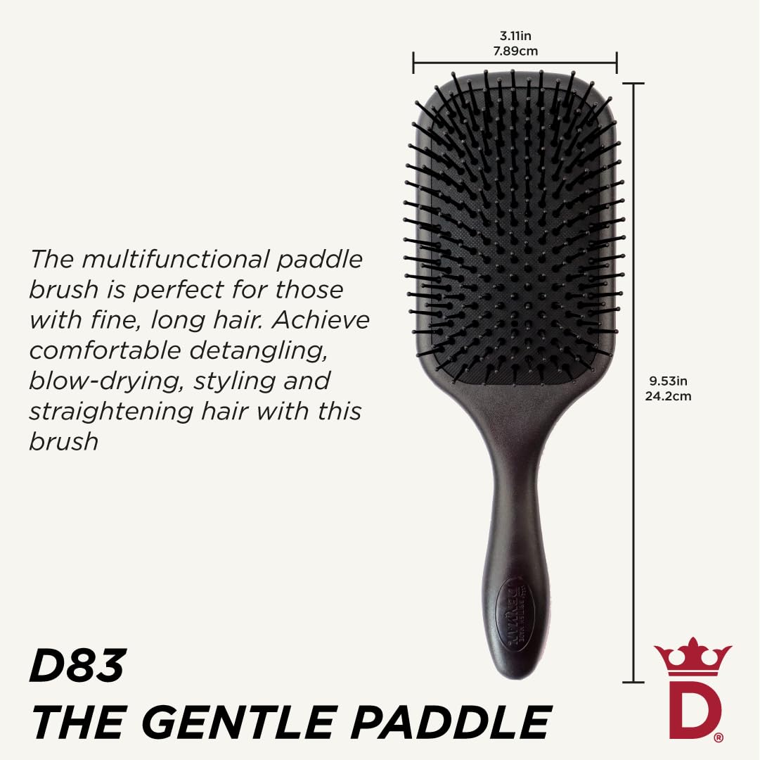 Denman (Black) Large Paddle Cushion Hair Brush for Blow Drying & Detangling - Comfortable Styling, Straightening & Smoothing - For Women and Men, P083 - Image 2