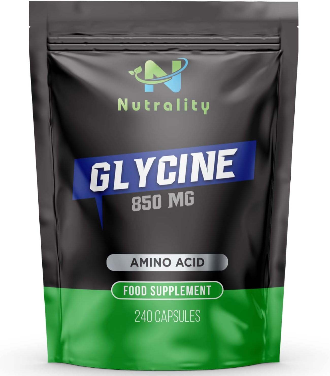 NutralityGlycine Supplement 850mg | Amino Acid for Neurotransmitter & Nervous System Support | Sleep Aid, Liver Detox, Muscle Recovery & Collagen Synthesis | 240 Vegetarian Capsules