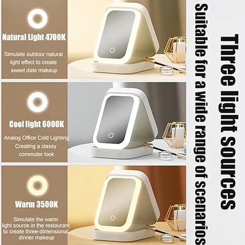 Miniatura 3 de Caja de almacenamiento de maquillaje integrada con espejo de llenado de luz, estuche cosmético ligero complementario LED, caja de almacenamiento de