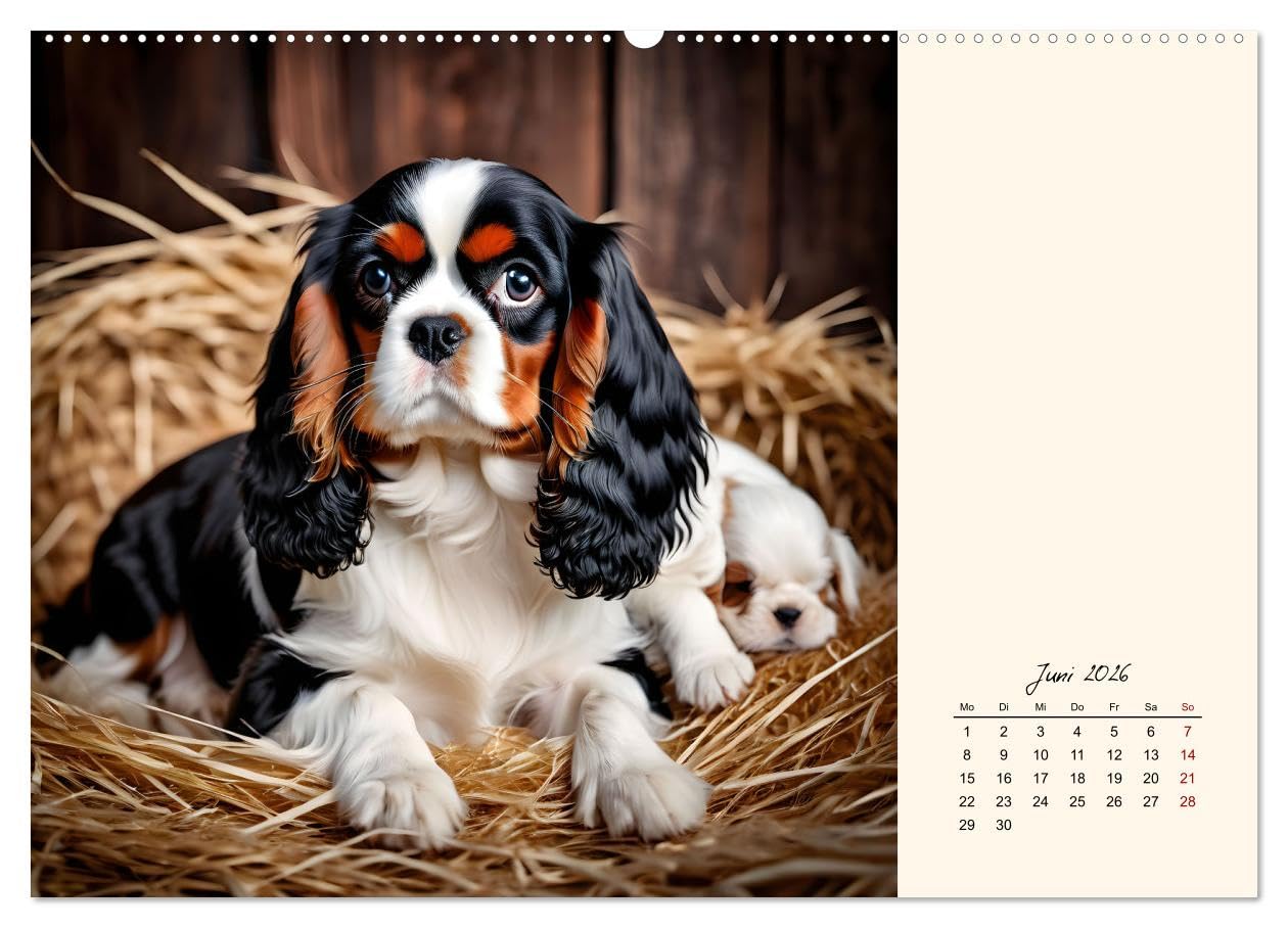Goldige Kavalier King Charles Spaniels (Wandkalender 2026 DIN A2 quer), CALVENDO Monatskalender: Freundlicher Familien- und Seniorenhund (CALVENDO Tiere)