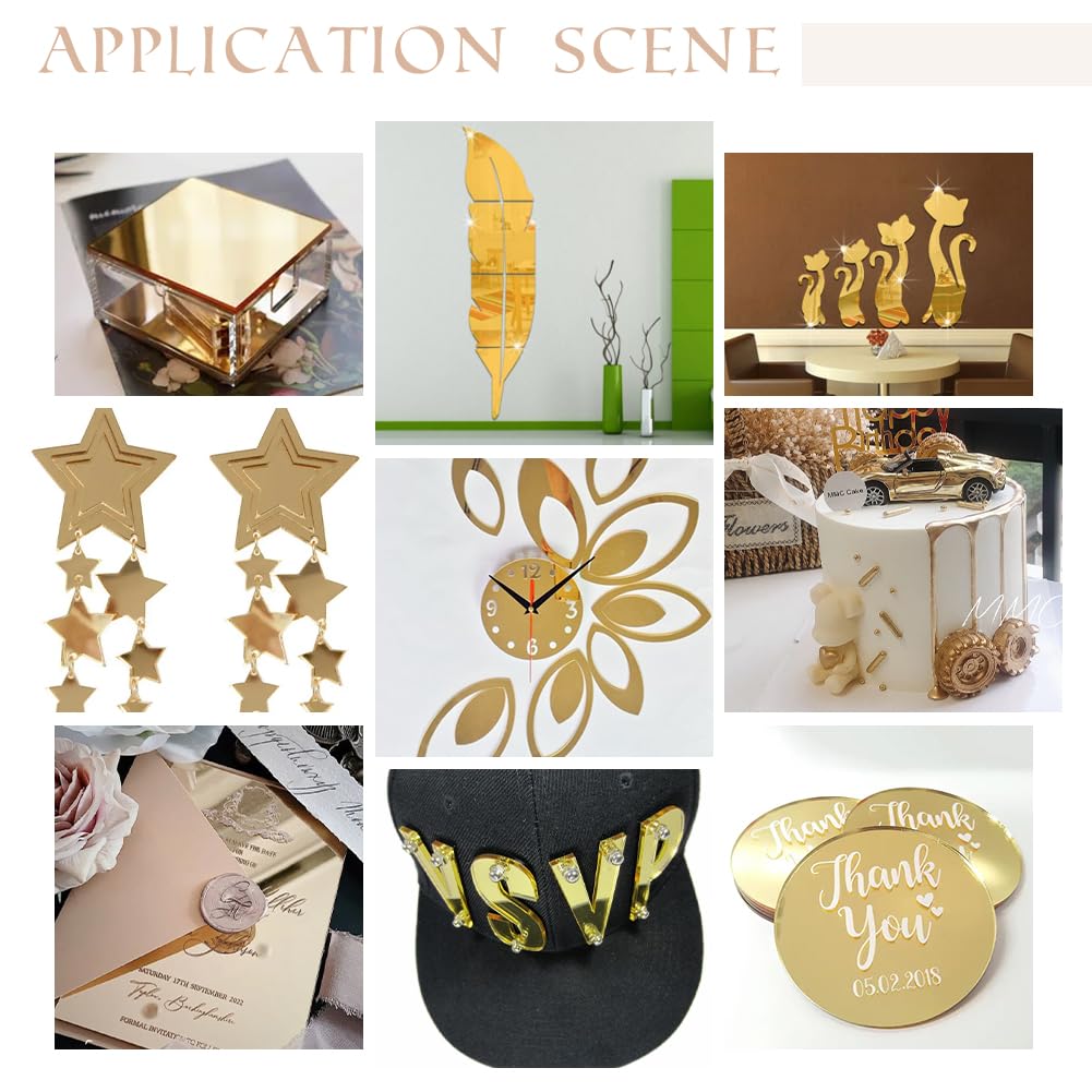 Lot De 10 Feuilles De Miroir Autocollantes En Acrylique Flexibles Sans Verre Pour Décoration