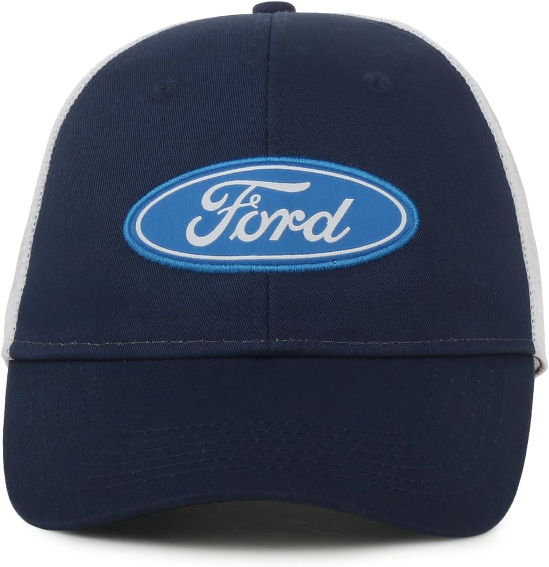 Ford Trucker Hat for Men – Official Logo Baseball Cap, Mesh Back Snapback, Adjustable, Navy/White