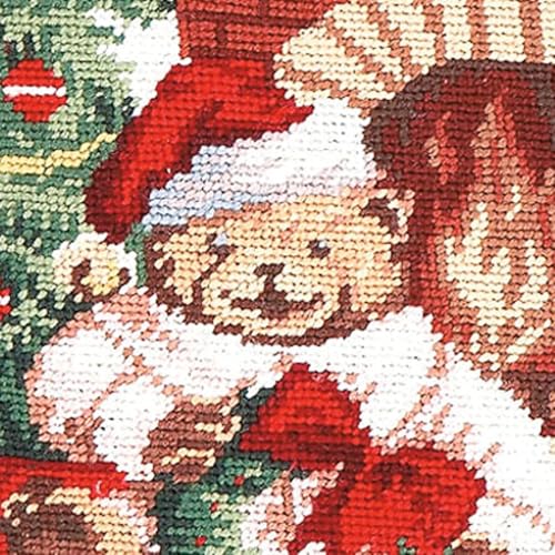 Lillian Vernon Personalized Heirloom Christmas Stocking Needlepoint Teddy Bear, 100% Wool, 9.5" W x 17" L