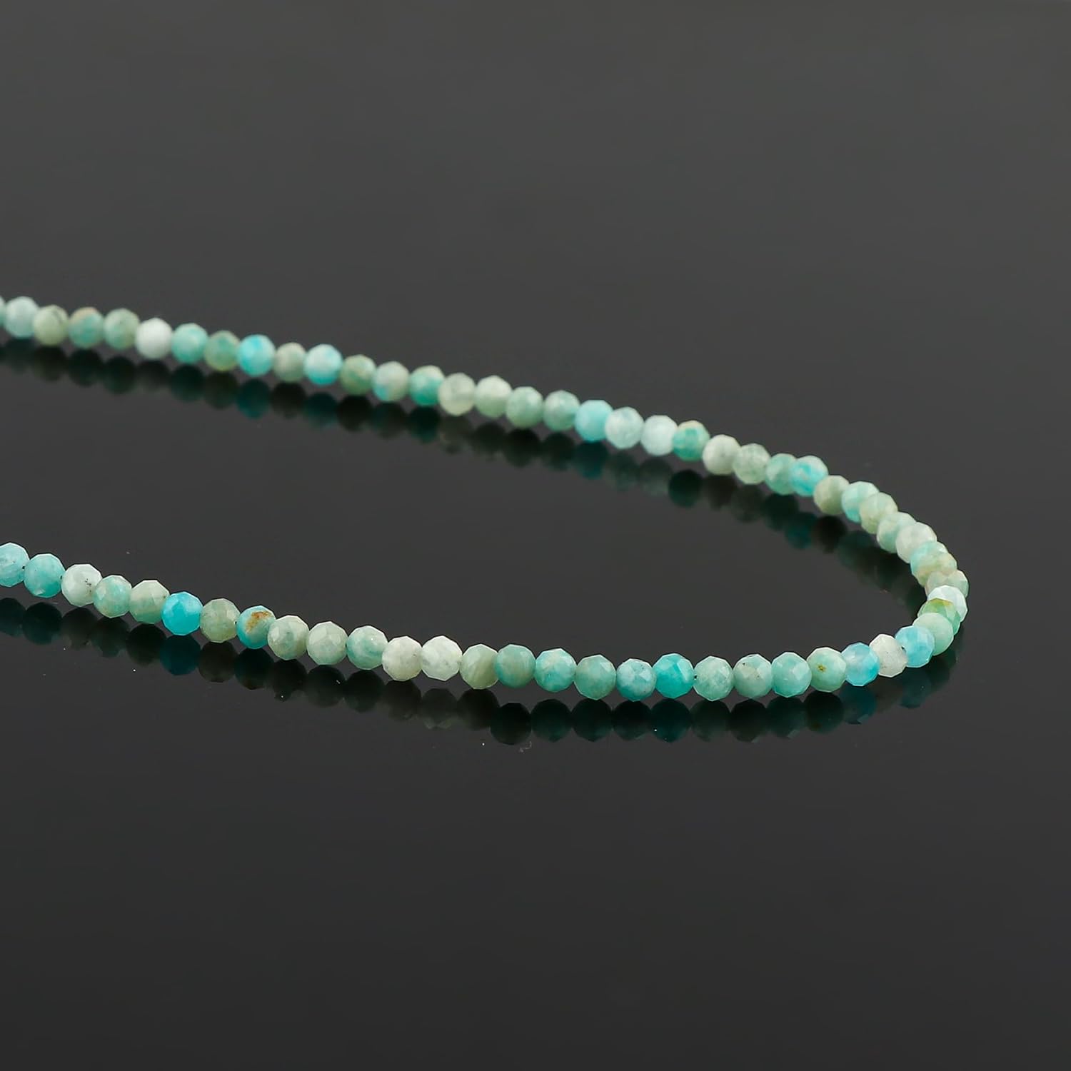 Natural Gemstone Faceted Beaded Necklace for Woman| Silver Plated Gem-stone Necklace | Beads 2–3 mm | Adjustable Chain 16+2 Inch - Image 3