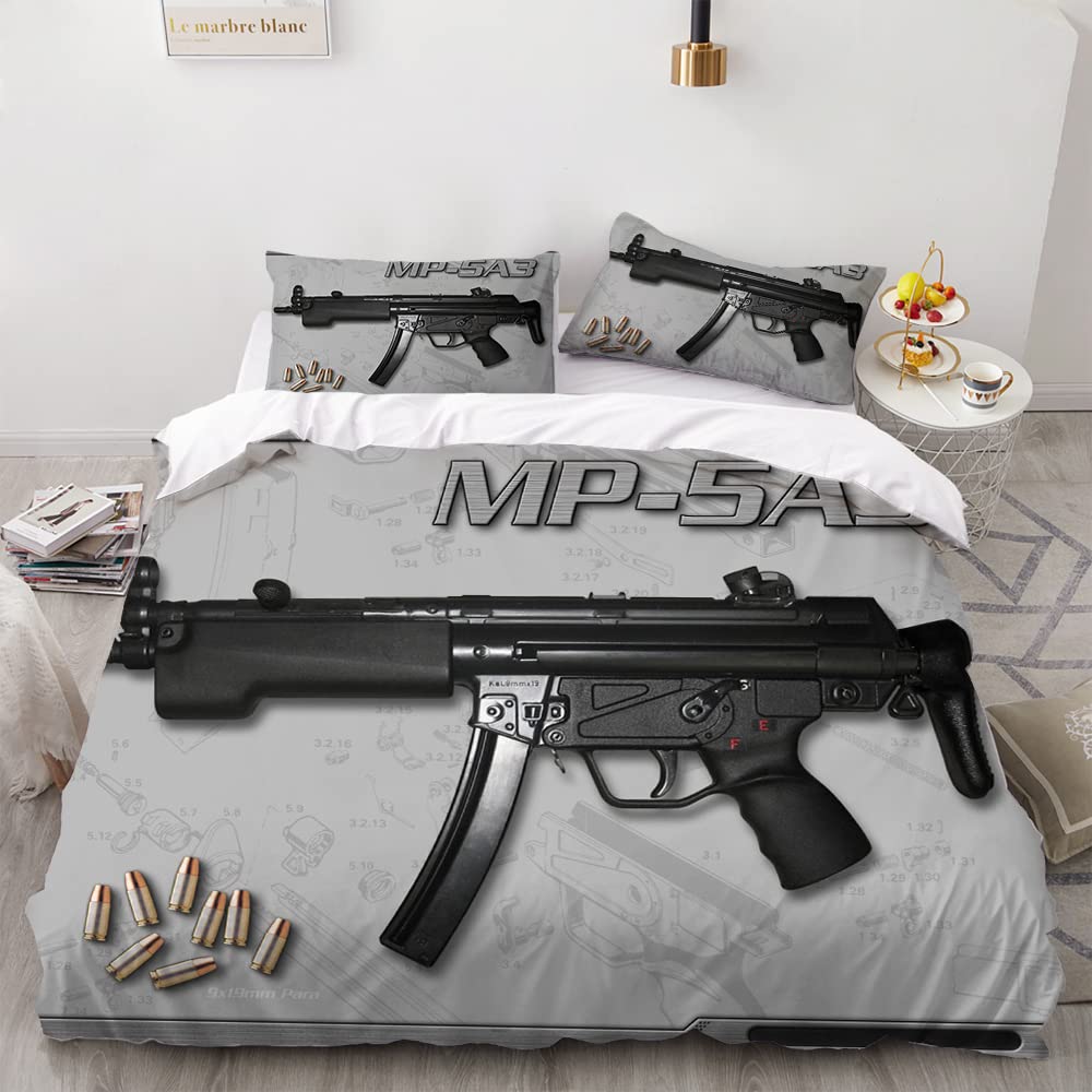 Housse de couette pistolet mitrailleur 180x220 cm en microfibre ultra douce et confortable pour lit