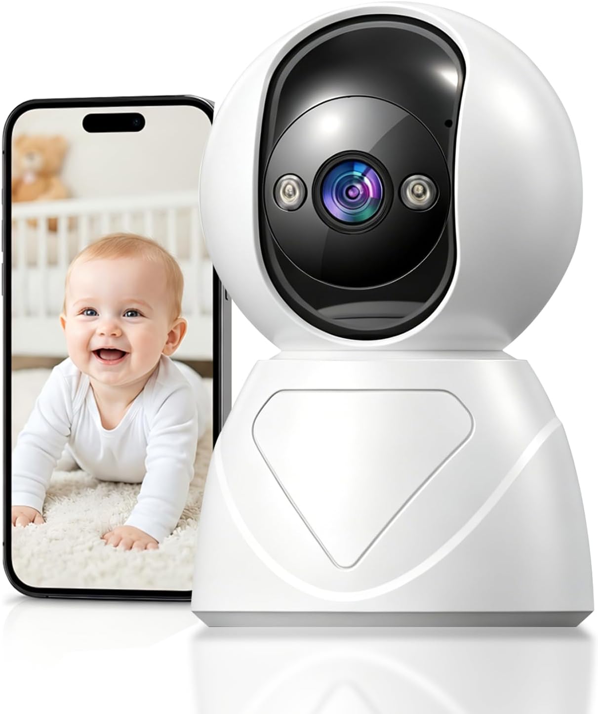 Indoor Security Camera, 5GHz 3MP Baby Monitor Camera for Baby & Pet Monitoring, 355° Pan Tilt, Smart Motion Tracking, 3X Zoom, Color Night Vision, Two-Way Audio, SD/Cloud