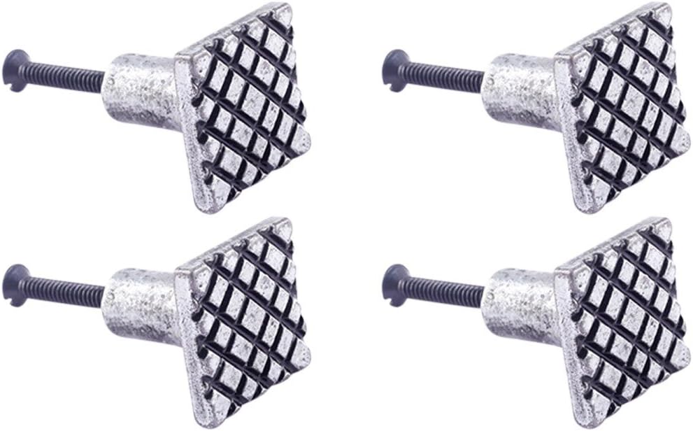 Renovators Supply Manufacturing Iron Cabinet Knob Pewter Finish Square Diamond Cabinet Hardware Pack of 4