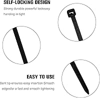 Vista 4 de Sujetacables negros de varios tamaños 4+6+8+10+12 pulgadas, 600 unidades, sujetacables de nailon de bloqueo automático multiusos, ataduras