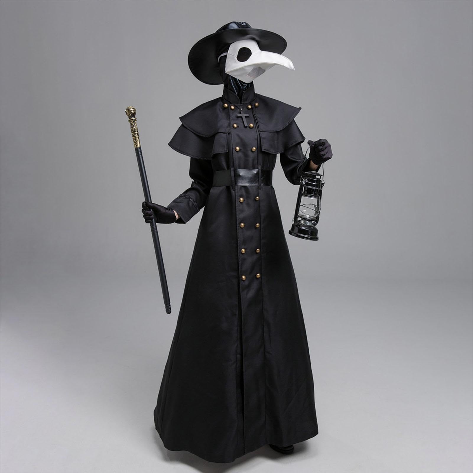 Hexenarzt-Kostüm, Cosplay, Doktor, schwarz, Punk-Stil, Mittelalter
