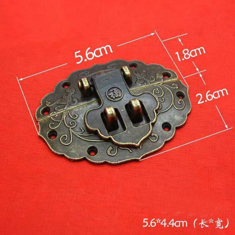 Hasps Latch, Drawer Latch Decorative Buckle Jewelry Wooden Box Suitcase Buckle Lock Latch 56 * 44mm with Screws Vintage Brass Hardware Accessories