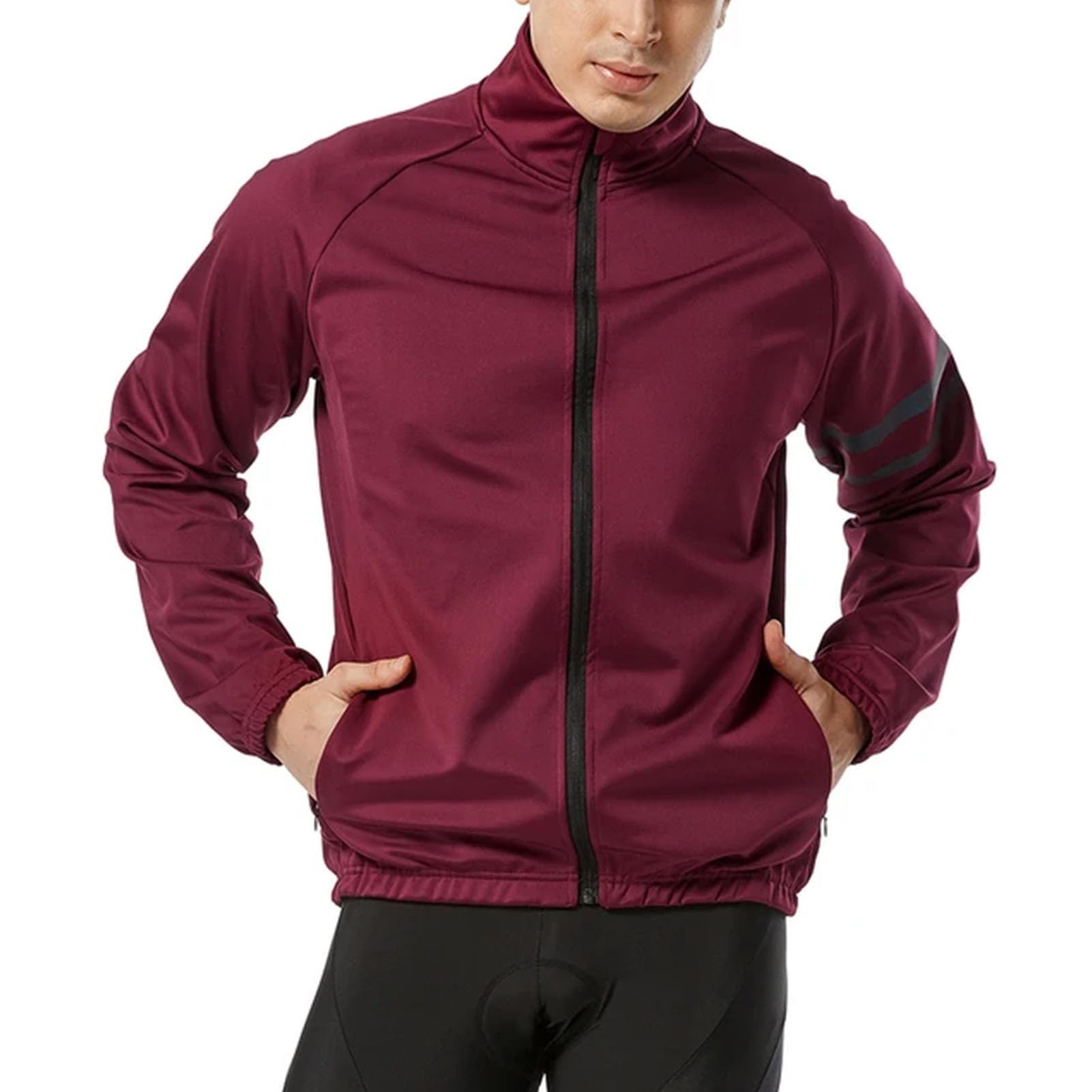Giacca da Ciclismo da Uomo Invernale in Pile Termico per Bicicletta MTB da Strada, Abbigliamento Antivento Impermeabile Maglia Lunga Cappotto Caldo