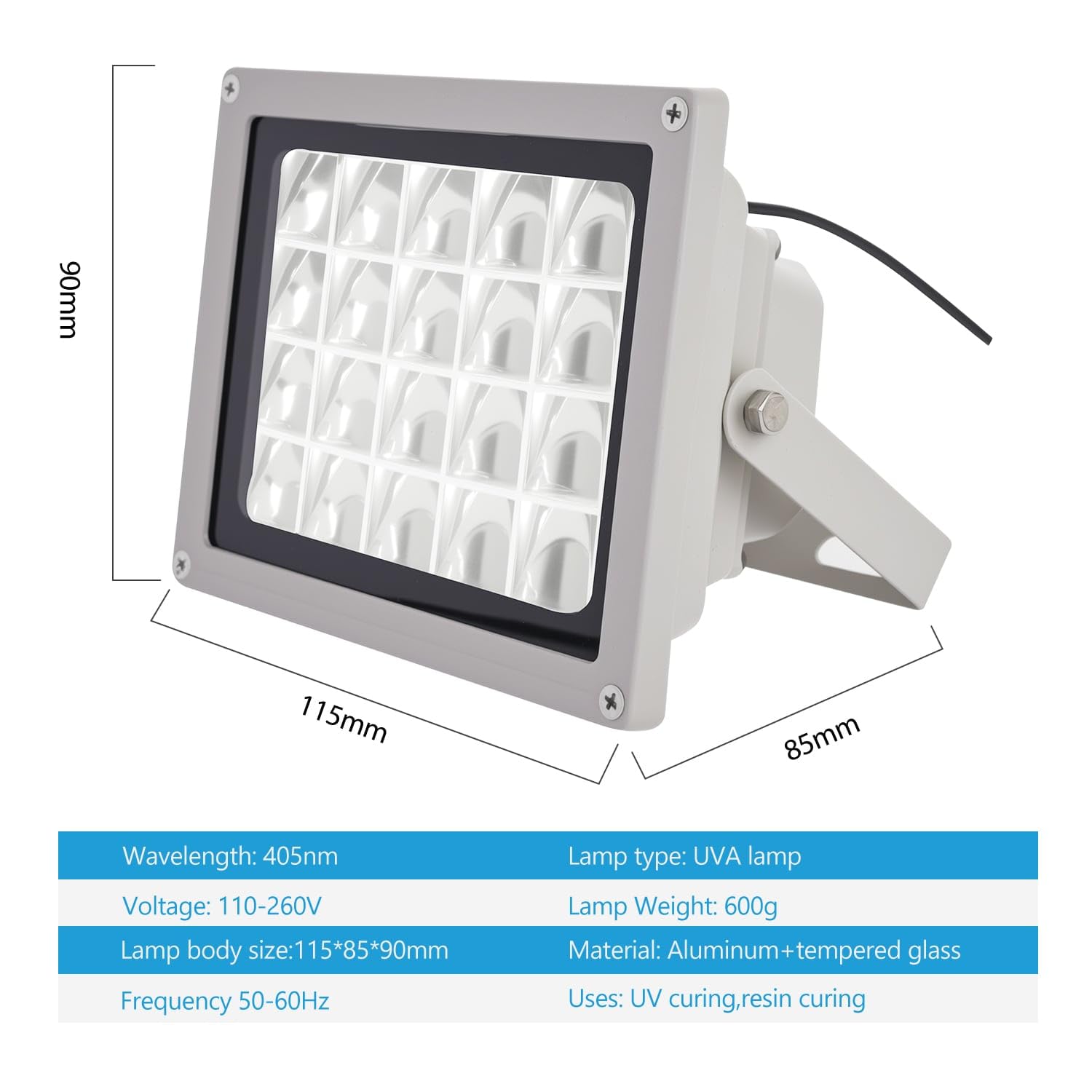 Lampe UV haute puissance équivalente à 200 W pour impression 3D en résine, lumière LED UV 405 nm pour un séchage ultra rapide, station de durcissement professionnelle pour SLA/DLP/LCD