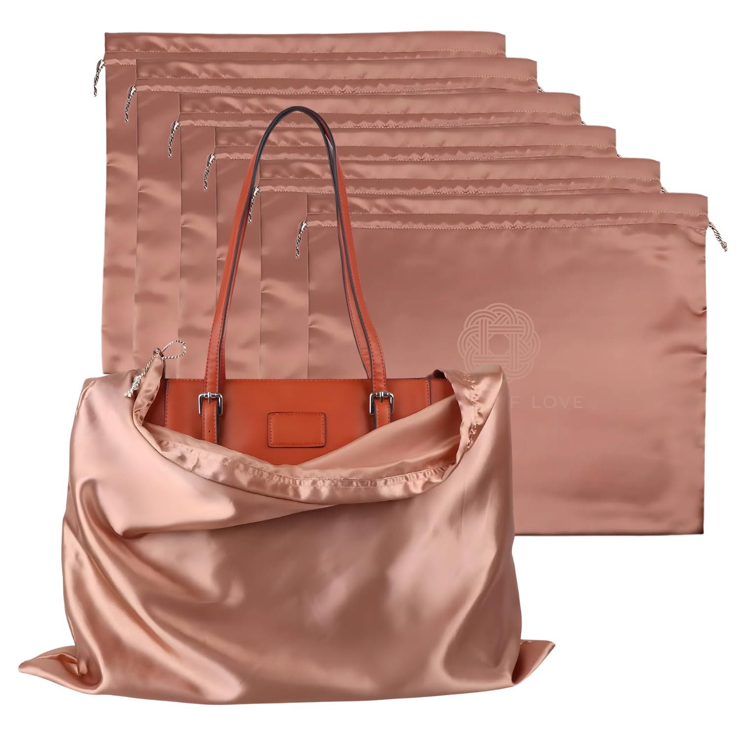 Silk Dust Bag for Handbag, Purses, Shoes, Boots - Silk Drawstring Dustproof Storage Pouch, Reusable and Travel Organizers (6, Pink, 20in x 24in)