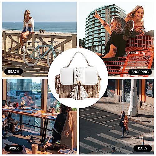 Image of Straw Crossbody Bags for Women Summer Straw Clutch Bag Woven Beach Purse Vacation Handbags | Straw
