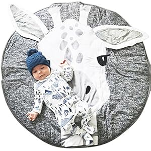 Cotton Round Giraffe Nursery Rug Baby Floor Playmats Crawling Mat Game Blanket for Kids’ Room Decoration Dark Gray