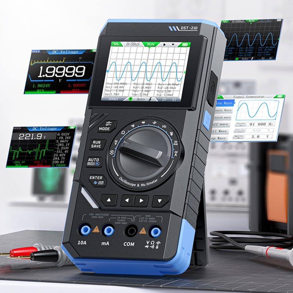 DST-210 DST-201 Multímetro Osciloscopio Digital 3 en 1, 19999 cuentas, 48 Msps (DST-210 (10MHz))