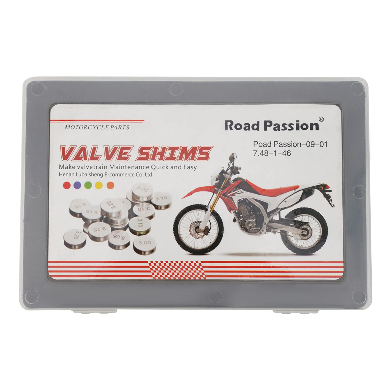 Road Passion 7.48mm Válvulas Cuña Kit 1.225mm-3.475mm Incremento 0.05mm para Suzuki GSX650F 2009 GSX-R600 1992-1993 1997-2009 GSX-R750 1993-2008 GSX-R1000 2001-2009 GSX-R1100 1993-1998